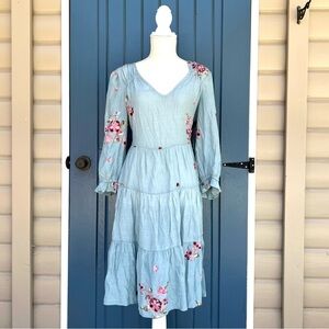 Hope Springs Floral Embroidered Dress Women Size L